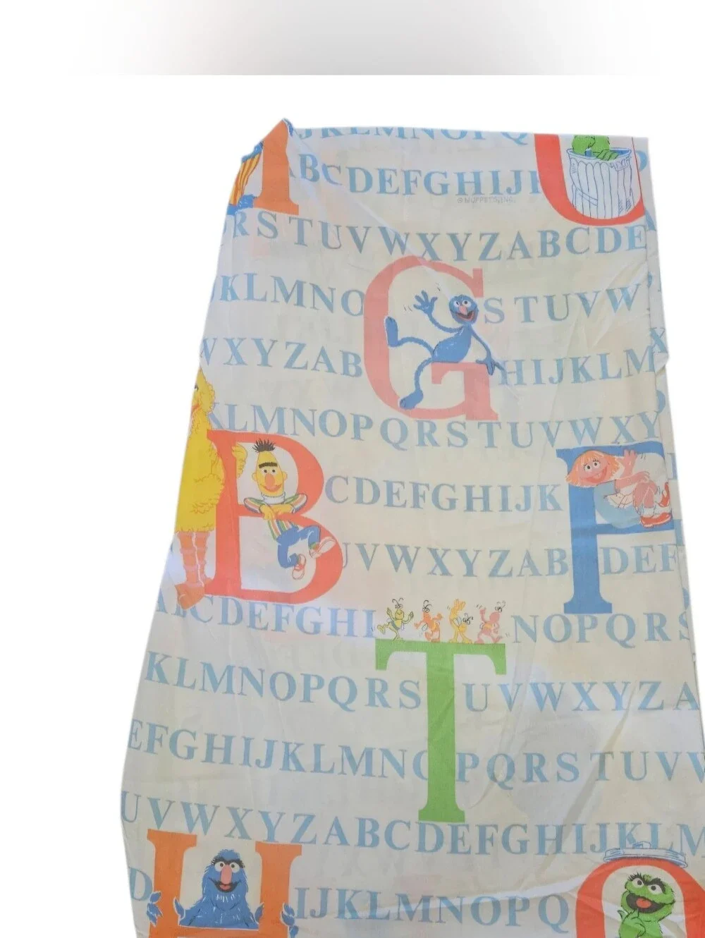 Vintage 90s Sesame Street Twin Fitted Sheet  ABC Big Bird Oscar Cookie Monster